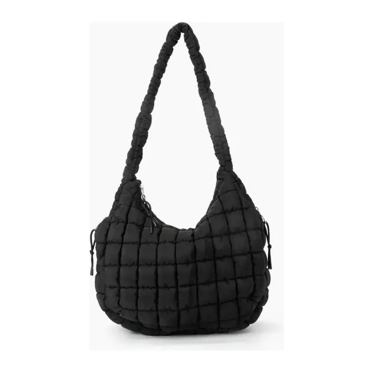Puffer Hobo Tote- Black