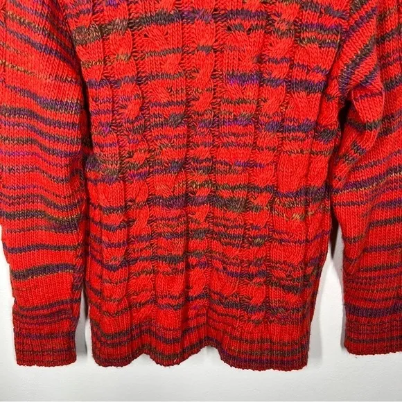 Putorti Cable Knit Turtleneck Marled Multicolor Wool and Alpaca Sweater Medium