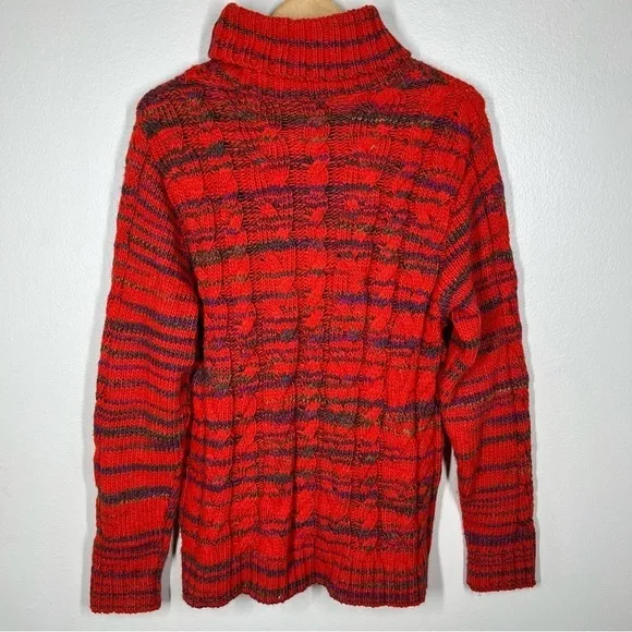 Putorti Cable Knit Turtleneck Marled Multicolor Wool and Alpaca Sweater Medium
