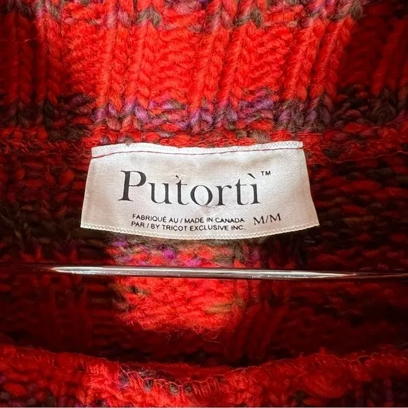 Putorti Cable Knit Turtleneck Marled Multicolor Wool and Alpaca Sweater Medium