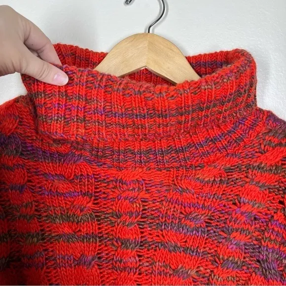 Putorti Cable Knit Turtleneck Marled Multicolor Wool and Alpaca Sweater Medium