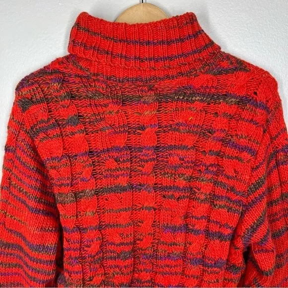 Putorti Cable Knit Turtleneck Marled Multicolor Wool and Alpaca Sweater Medium