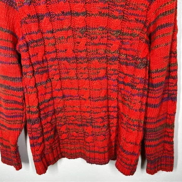 Putorti Cable Knit Turtleneck Marled Multicolor Wool and Alpaca Sweater Medium