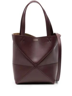 Puzzle fold mini leather tote