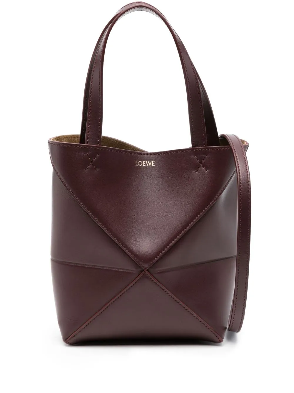 Puzzle fold mini leather tote