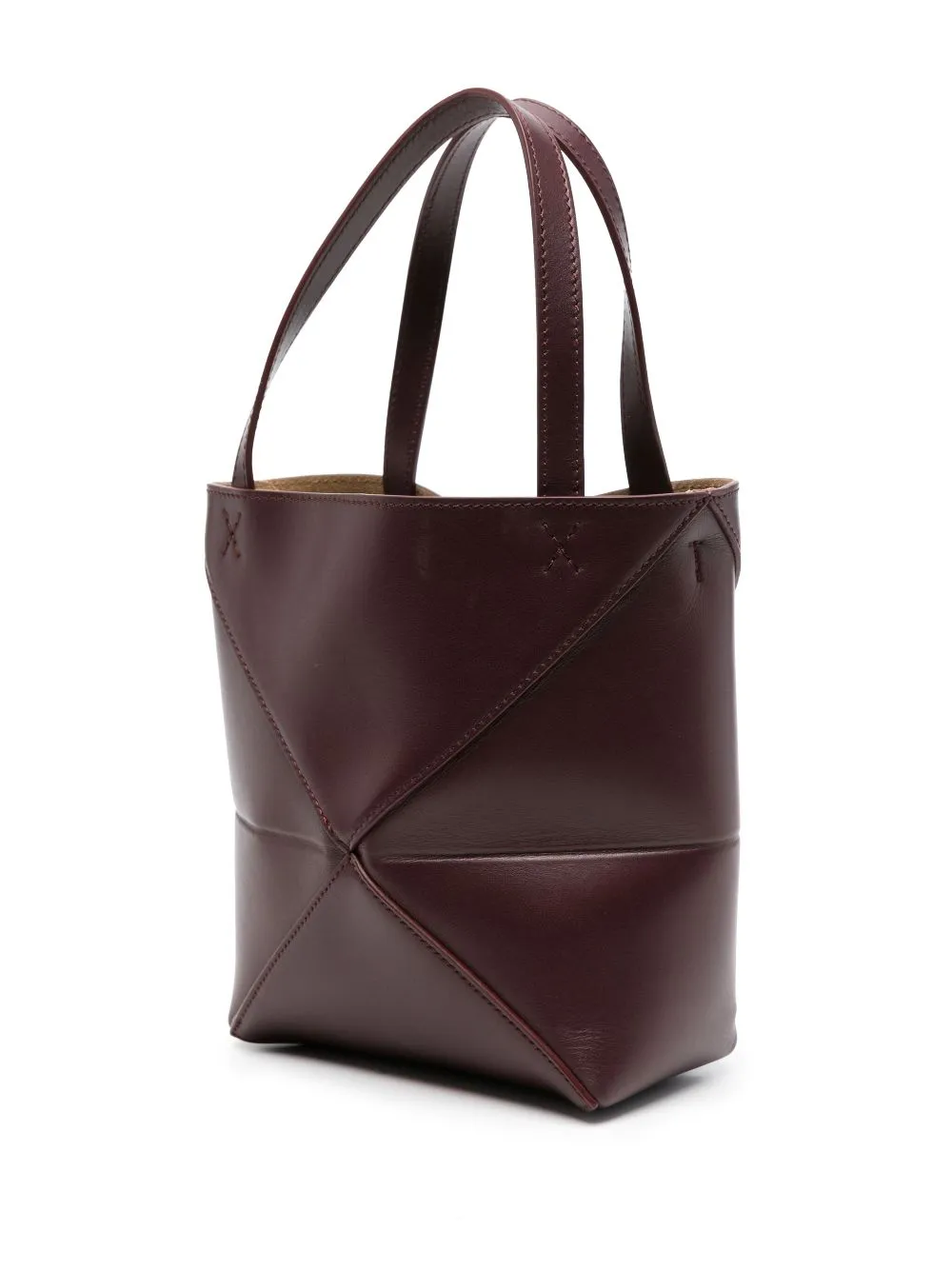 Puzzle fold mini leather tote