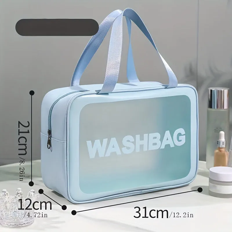 realaiot  Portable Waterproof Cosmetic Bag, Pink Large Capacity Transparent Storage Bag, Makeup  Bags, Clear Bags,Travel Toiletry Bag & Essential Accessories For Women