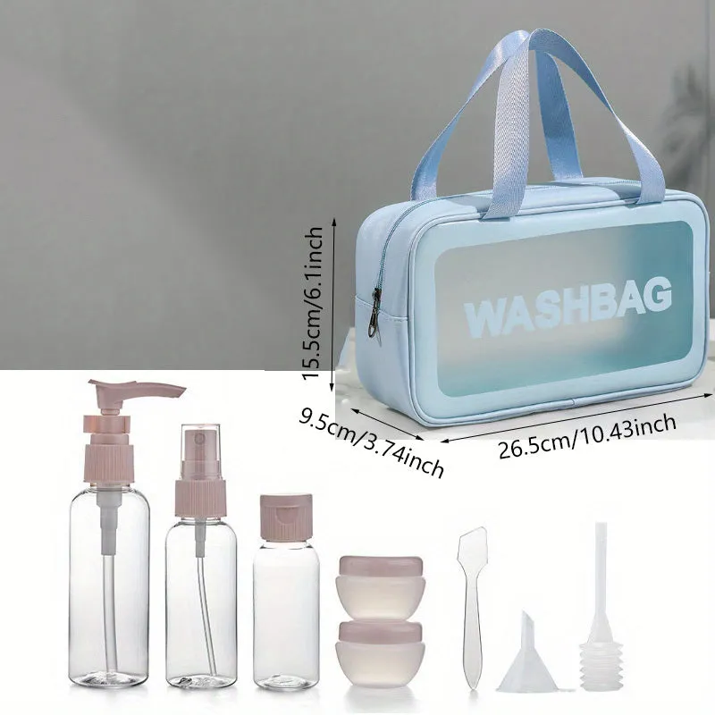 realaiot  Portable Waterproof Cosmetic Bag, Pink Large Capacity Transparent Storage Bag, Makeup  Bags, Clear Bags,Travel Toiletry Bag & Essential Accessories For Women