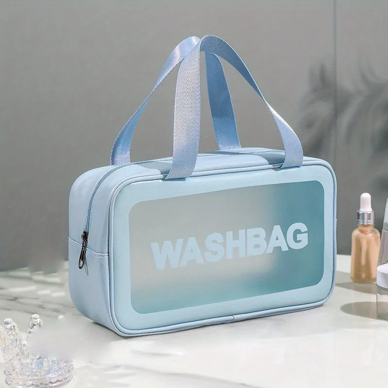 realaiot  Portable Waterproof Cosmetic Bag, Pink Large Capacity Transparent Storage Bag, Makeup  Bags, Clear Bags,Travel Toiletry Bag & Essential Accessories For Women