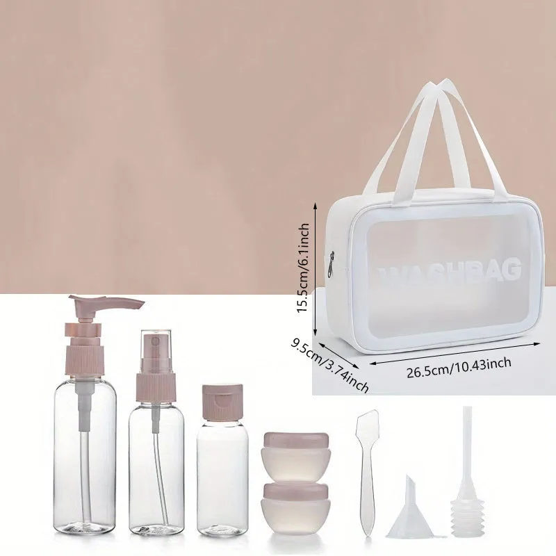 realaiot  Portable Waterproof Cosmetic Bag, Pink Large Capacity Transparent Storage Bag, Makeup  Bags, Clear Bags,Travel Toiletry Bag & Essential Accessories For Women