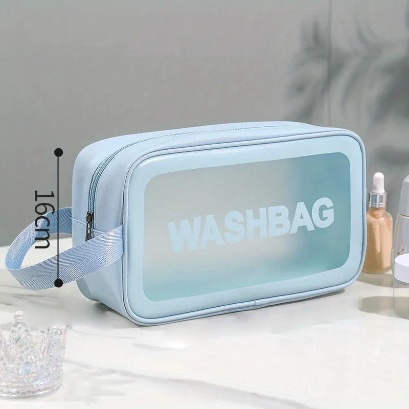 realaiot  Portable Waterproof Cosmetic Bag, Pink Large Capacity Transparent Storage Bag, Makeup  Bags, Clear Bags,Travel Toiletry Bag & Essential Accessories For Women