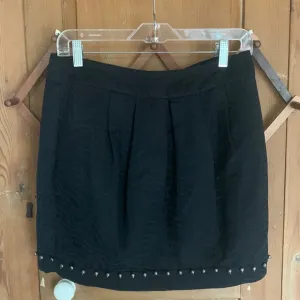 Rebecca Taylor black pleated beaded trim mini skirt