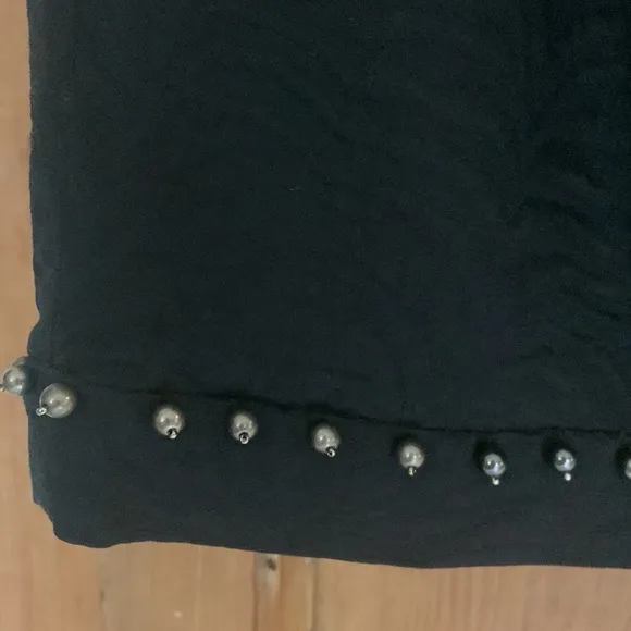 Rebecca Taylor black pleated beaded trim mini skirt