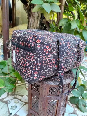 Rectangle Travel Bag Brown Geometric Print