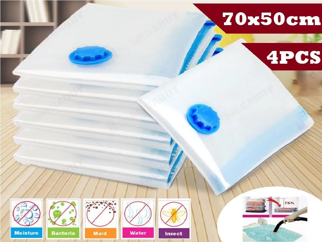 Reusable Vacuum Seal Travel Bag 50 x 70cm* 1pcs,4pcs,8pcs