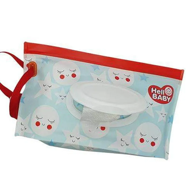 Reusable Wet Wipes Pouch - Light Blue Stars and Moon