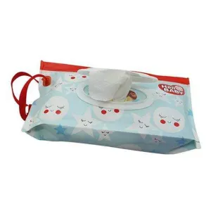 Reusable Wet Wipes Pouch - Light Blue Stars and Moon