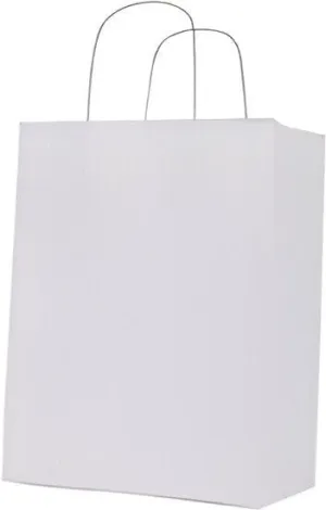 RiteEarth - 10" x 5" x 13" White Paper Twist Handle Bag, 250/cs, 25Cs/Sk - PT10513W