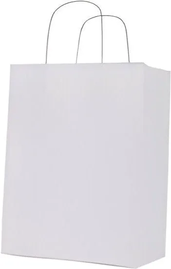 RiteEarth - 10" x 5" x 13" White Paper Twist Handle Bag, 250/cs, 25Cs/Sk - PT10513W