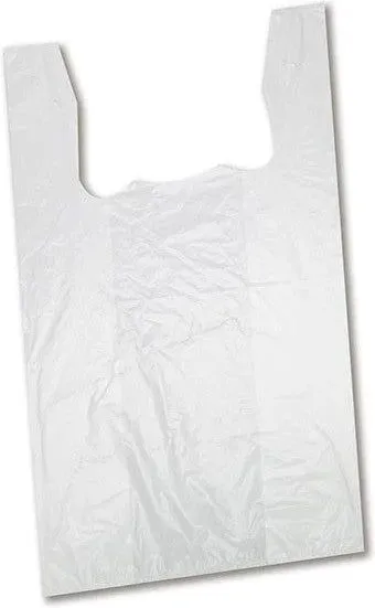 RiteSource - 12" x 7" x 21" S5 Low Density White Shopping Bag, 16 microns, 1000/cs - 12721