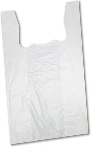 RiteSource - 12" x 7" x 21" S5 Low Density White Shopping Bag, 16 microns, 1000/cs - 12721