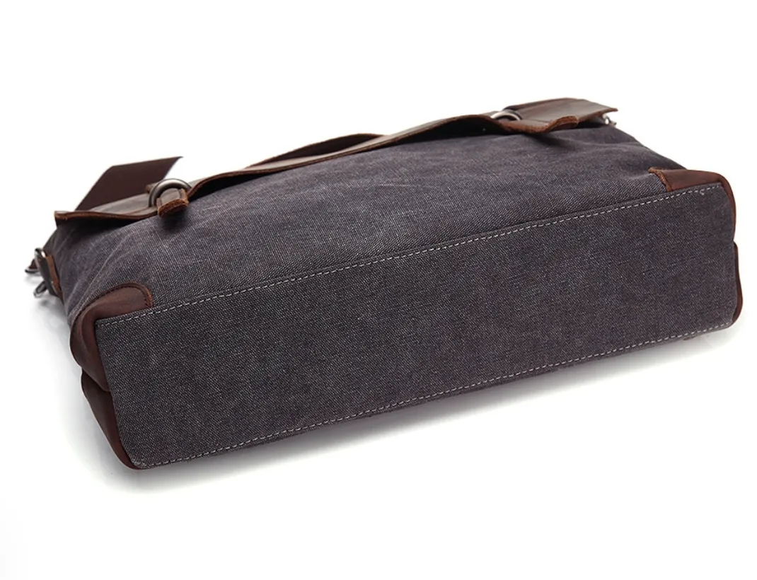 Rugged Canvas Messenger Bag with Leather Trim Laptop Bag - Medium/Large