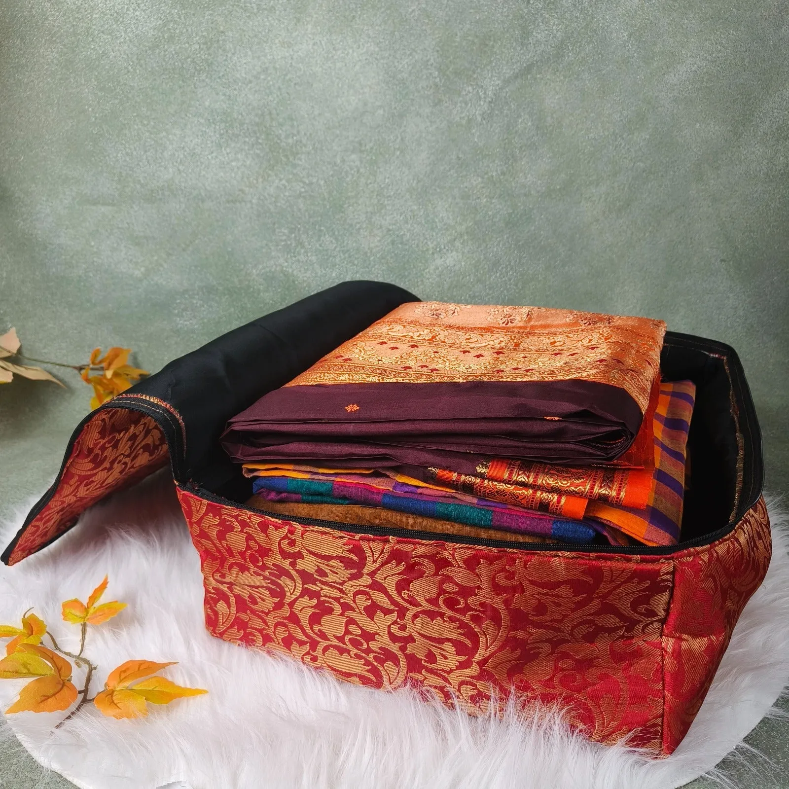 Saree Storage Bags Blue Brocade Diamond weaves