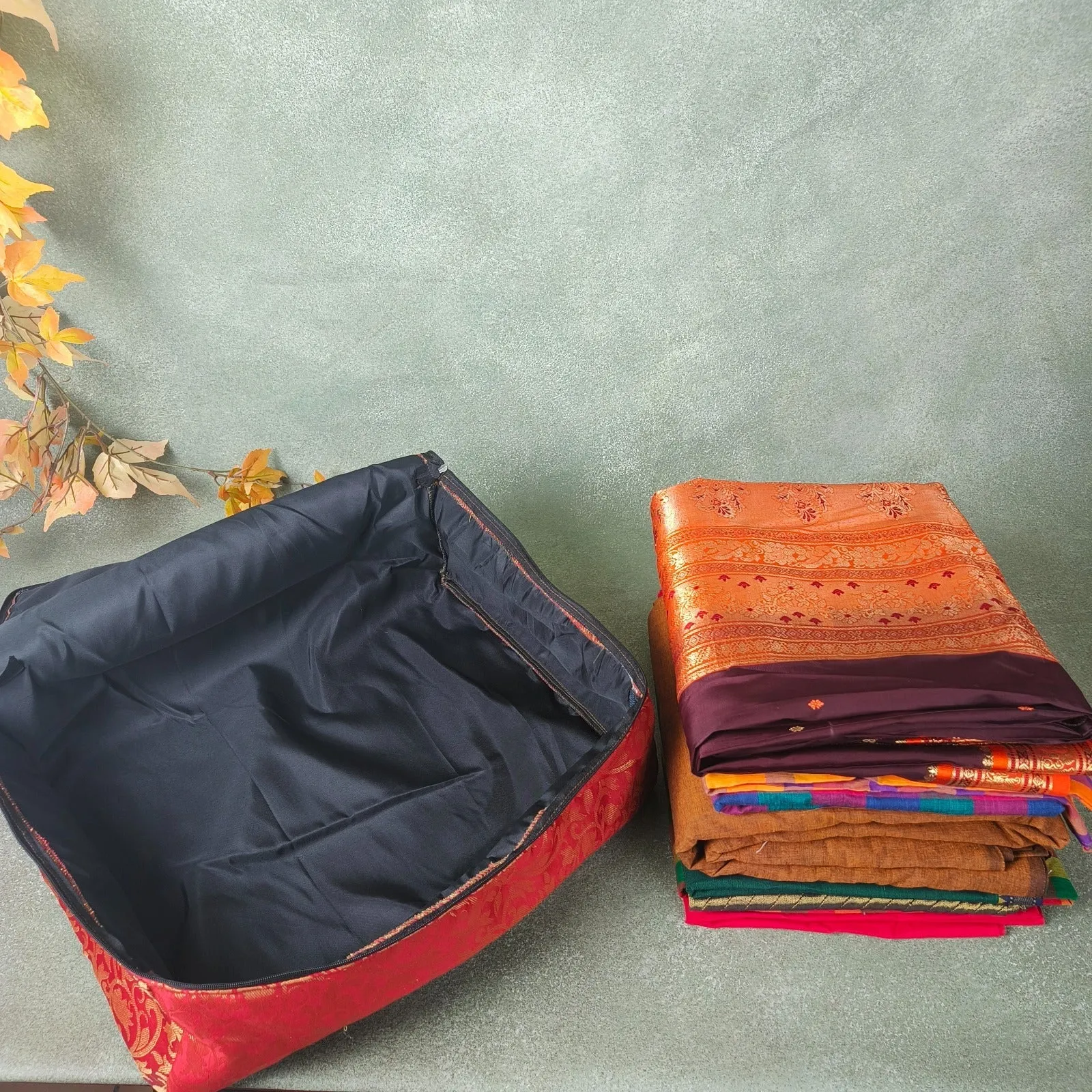 Saree Storage Bags Blue Brocade Diamond weaves