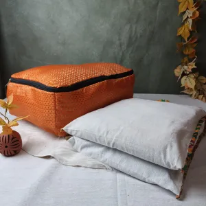 Saree Storage Bags Orange Brocade Diamond weaves