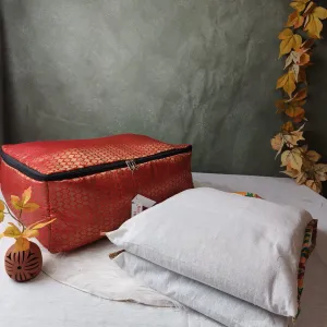 Saree Storage Bags Red Brocade Diamond Gold weaves
