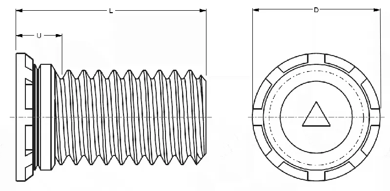 Self-Clinching Stud, Close Edge, Steel, Zinc, 6-32 x 0.750, 100 Pack