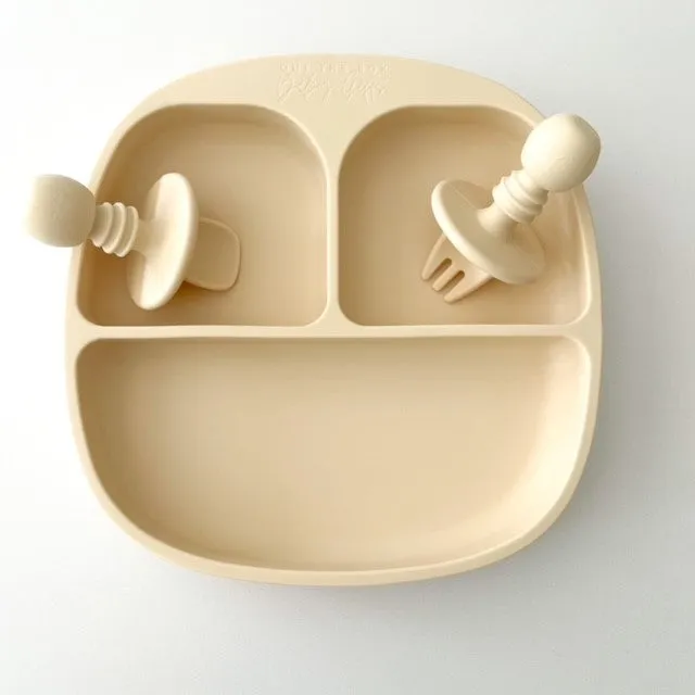 Silicone Plate & Cutlery Set | Cream
