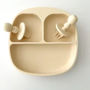 Silicone Plate & Cutlery Set | Cream