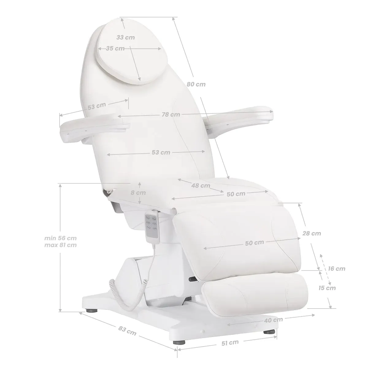 Sillon Basic Electric Cosmetic Chair 3 Motors White