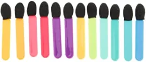 Single Sided Eyeshadow Brush Sponge Tipped Oval Makeup Applicator, 12 Pieces (Multicolor)