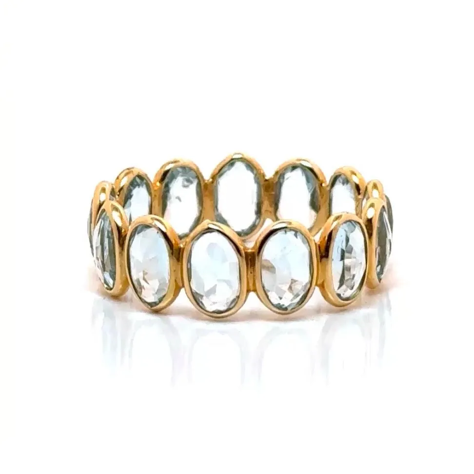Sky Blue Topaz Oval Eternity Ring In 14K