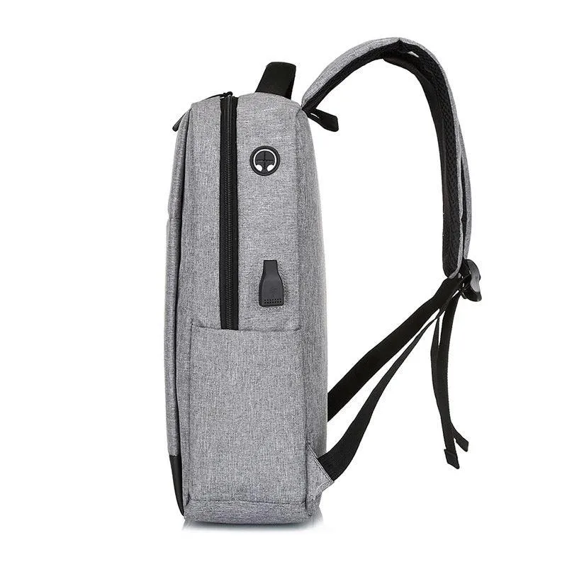 Smart Oxford Backpack With USB Charging Ports Bag- Ash