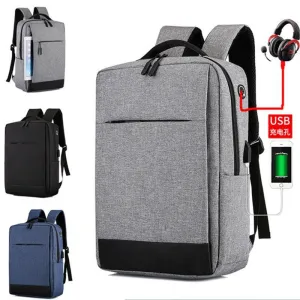 Smart Oxford Backpack With USB Charging Ports Bag- Ash