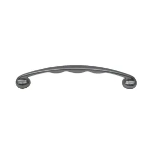 Solid brass curved pull handle with grip notches.
