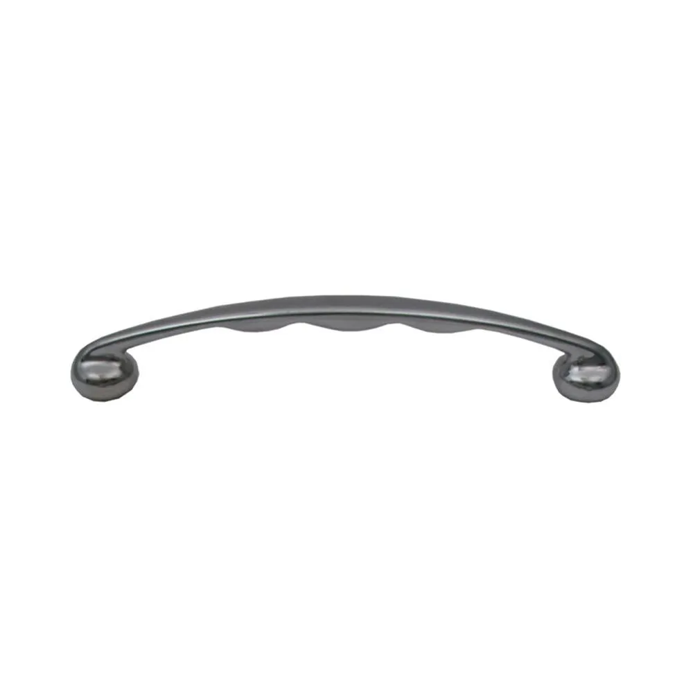 Solid brass curved pull handle with grip notches.
