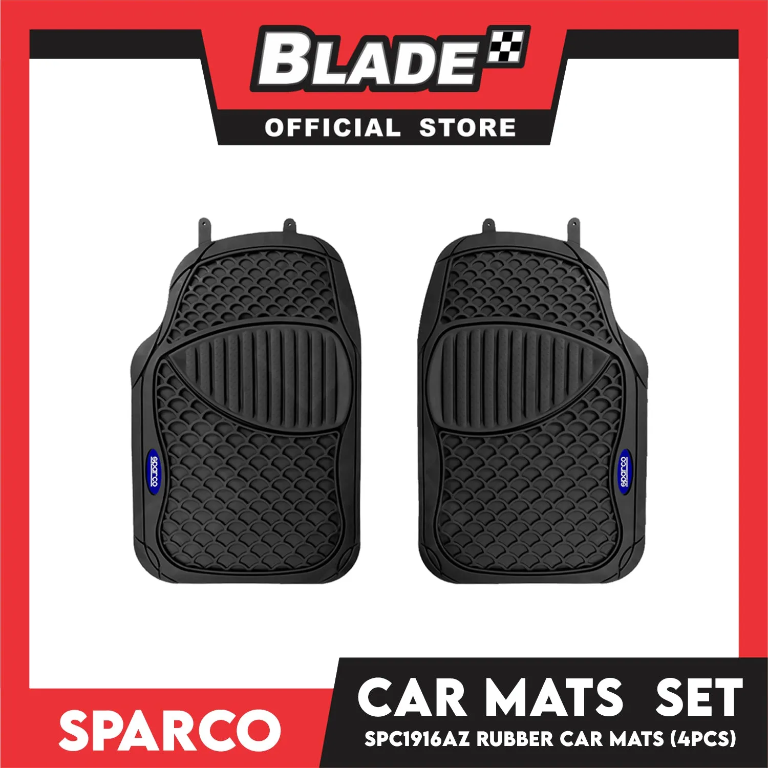 Sparco SPC1916AZ 4 Pieces-Set Car Mat (Black)