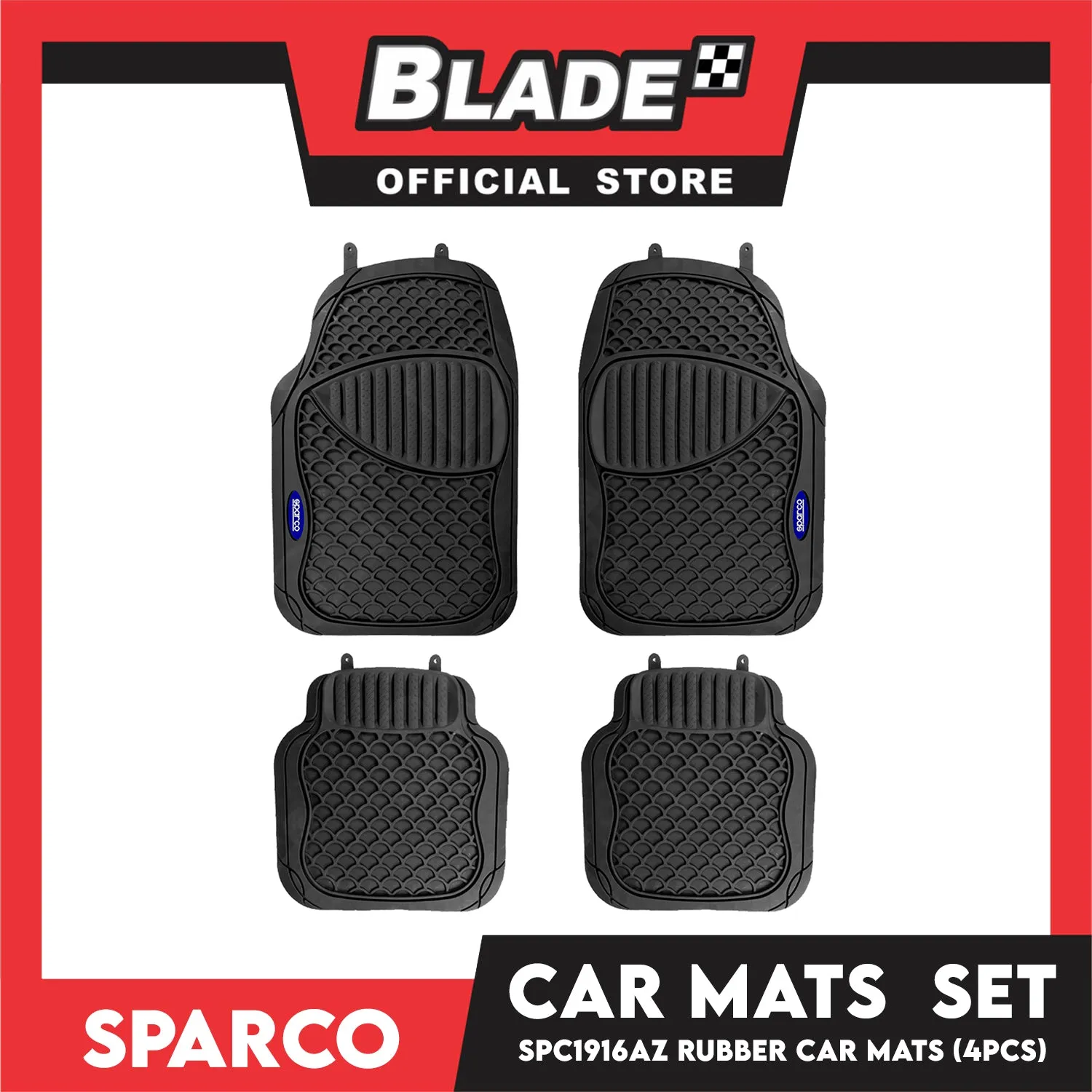 Sparco SPC1916AZ 4 Pieces-Set Car Mat (Black)