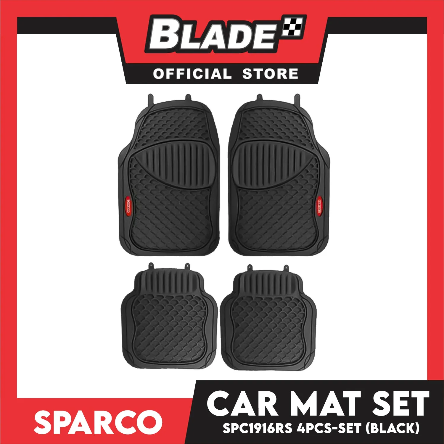 Sparco SPC1916RS 4 Pieces-Set Car Mat (Black/Red)
