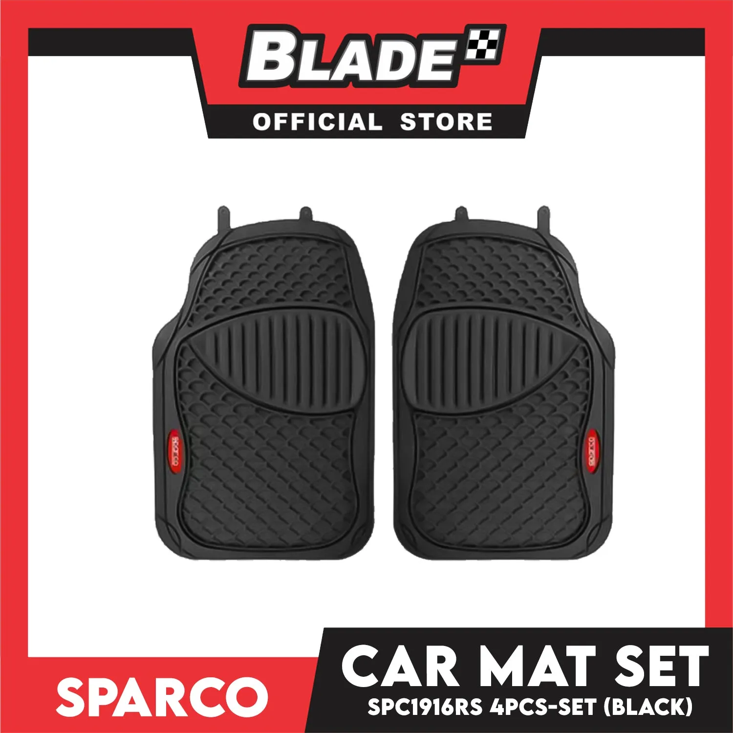 Sparco SPC1916RS 4 Pieces-Set Car Mat (Black/Red)