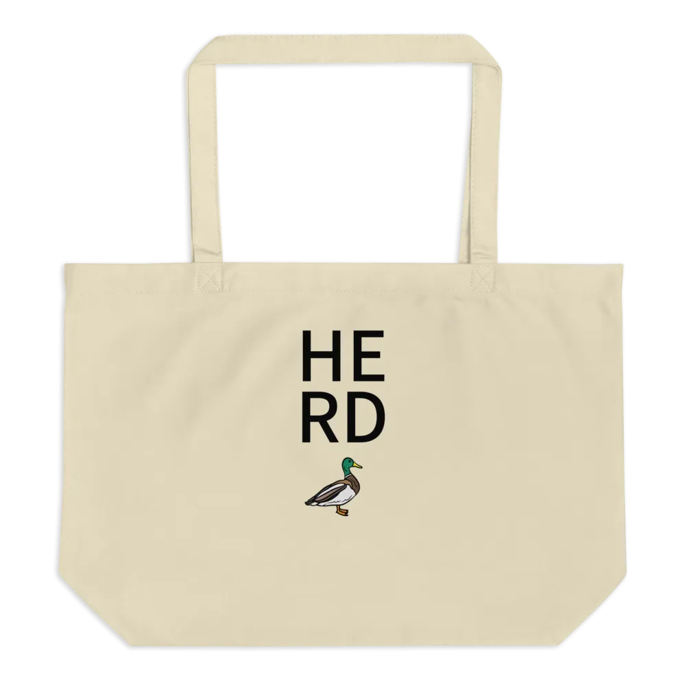 Stacked Herd with Duck X-Large Tote/Shopping Bag - Oyster