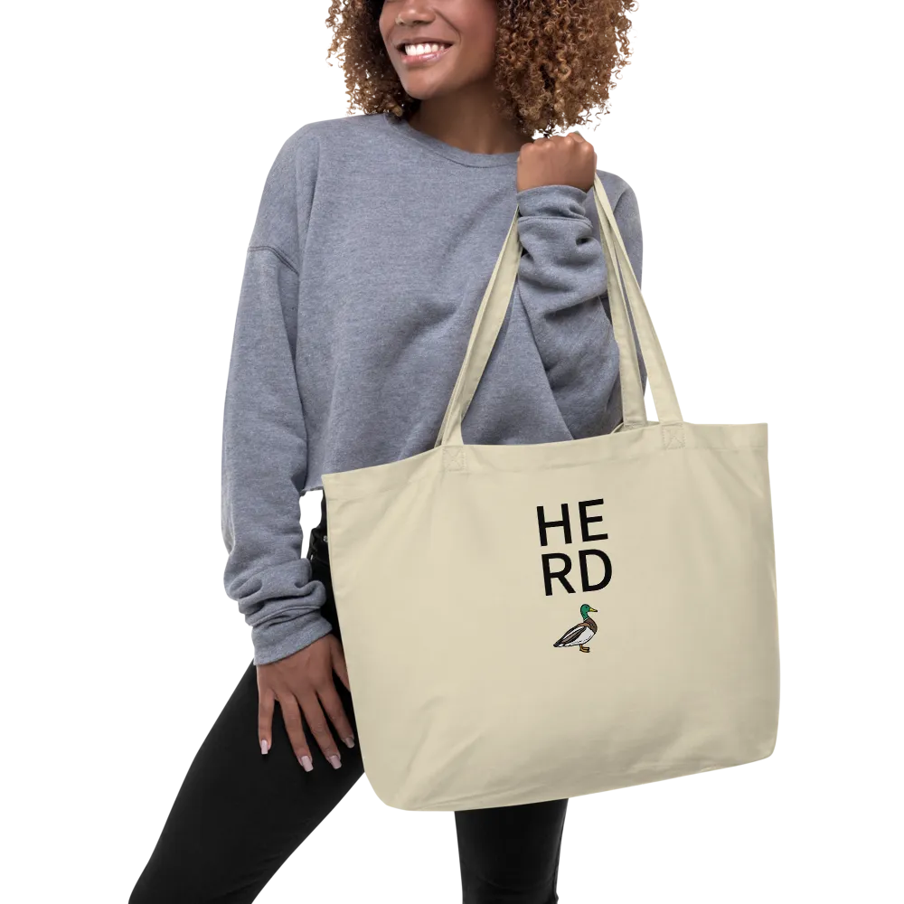 Stacked Herd with Duck X-Large Tote/Shopping Bag - Oyster