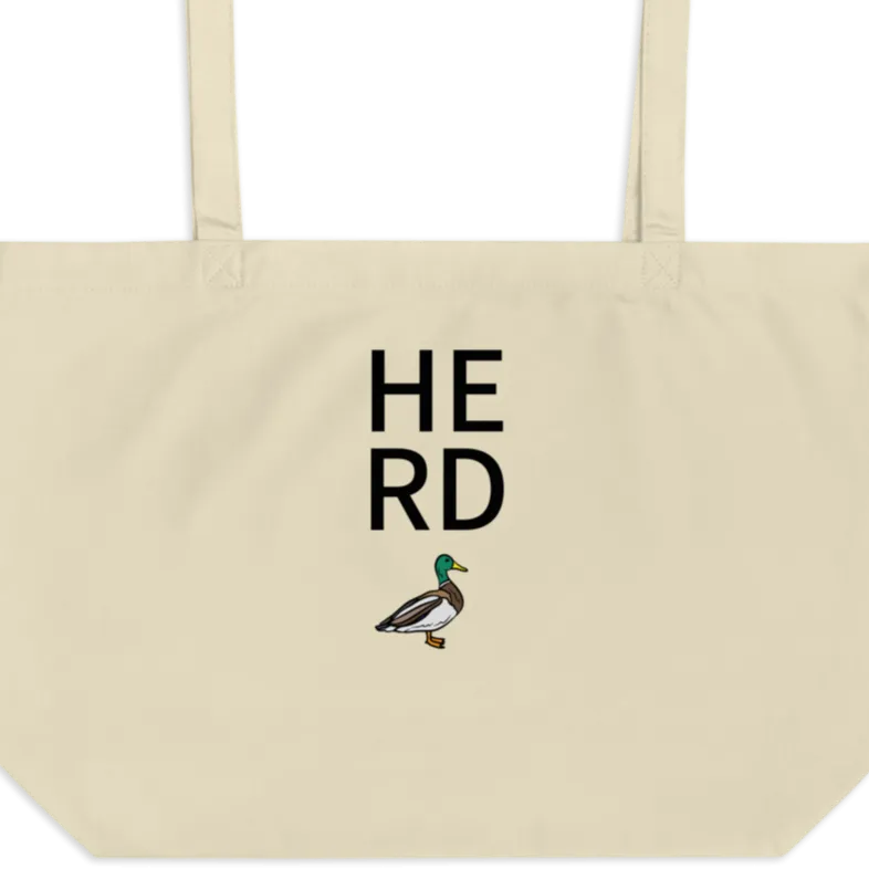 Stacked Herd with Duck X-Large Tote/Shopping Bag - Oyster