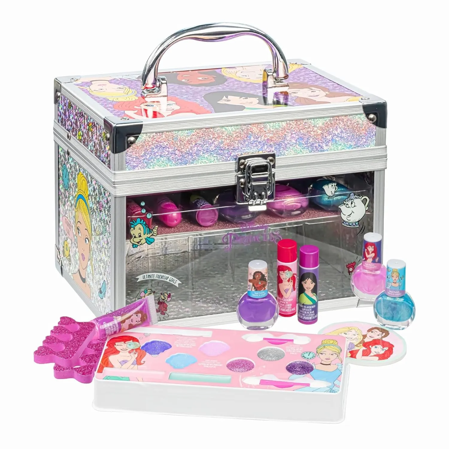 Stitch Train Case Beauty Set, Kids Makeup Kit for Girls, Real Washable Makeup Set, Play Makeup, Party Favor, Birthday, Ages 3 4 5 6 7 8 9 10 11 12 by