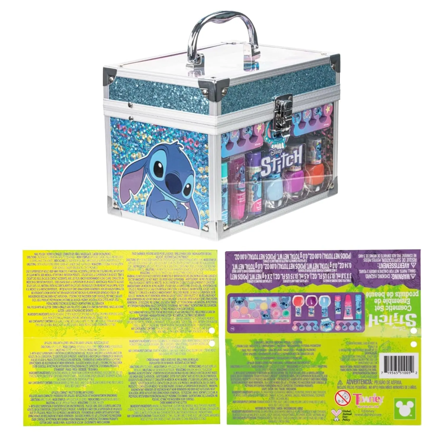 Stitch Train Case Beauty Set, Kids Makeup Kit for Girls, Real Washable Makeup Set, Play Makeup, Party Favor, Birthday, Ages 3 4 5 6 7 8 9 10 11 12 by