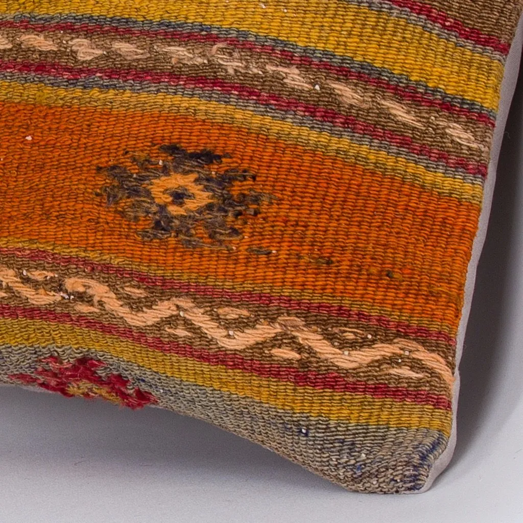 Striped Multiple Color Kilim Pillow Cover 16x16 7270